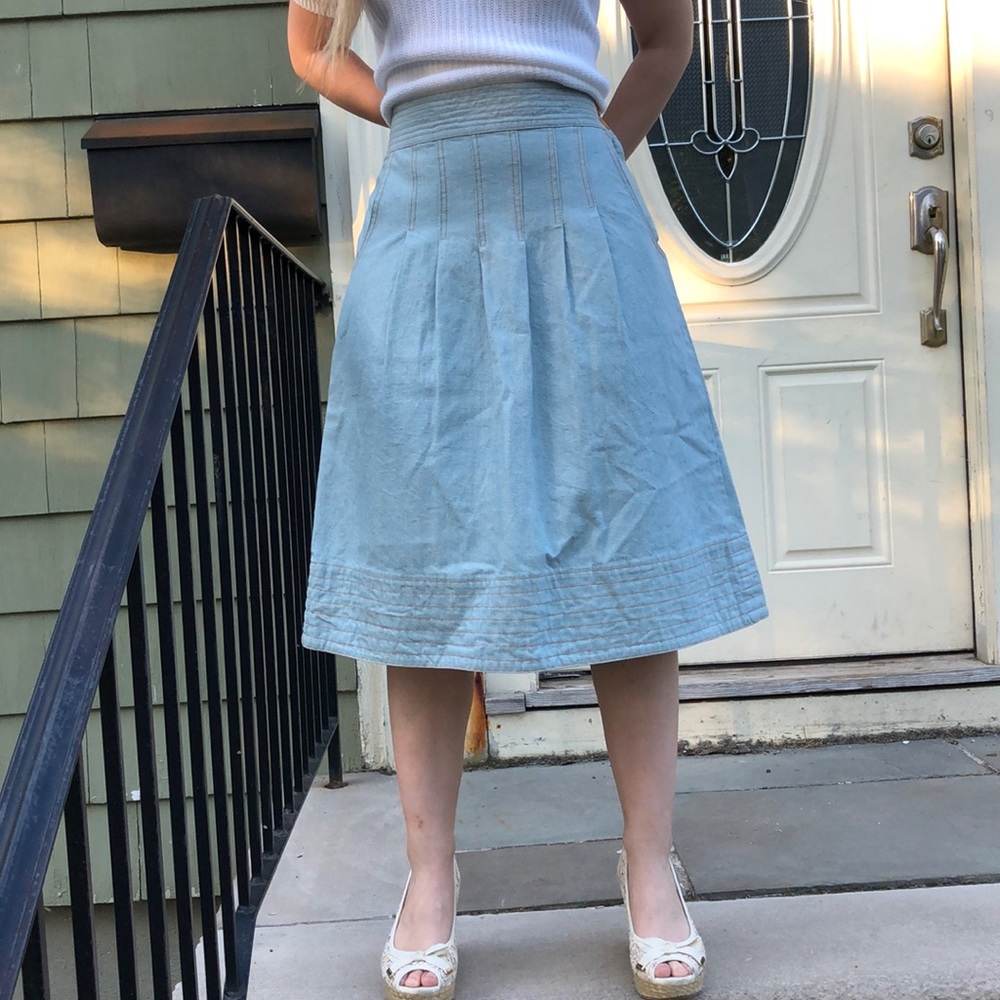 Marc Jacobs Light Wash Denim Skirt w/top stitching